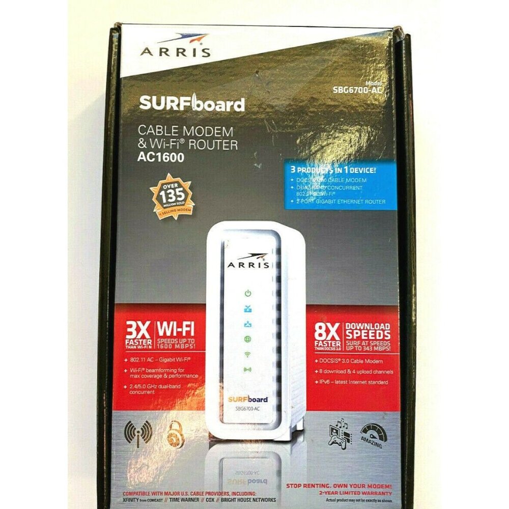 Arris SURFboard SBG6700-AC 8x4 DOCSIS 3.0 Cable Modem with AC1600 WiFi Router
